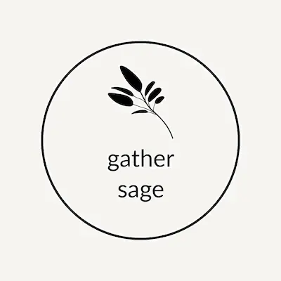 Black circle with a sage leaf inside